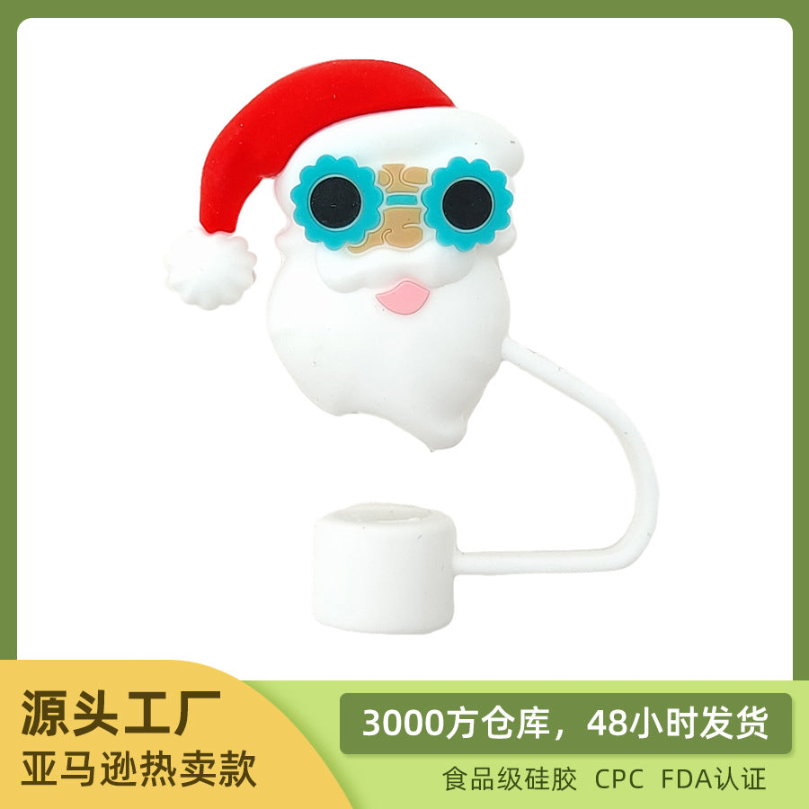Wholesale 20pcs/pack Food Grade Silicone Christmas Straw Cover